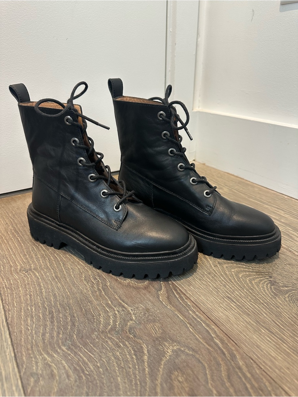 Madewell Rayna Lace-Up Boot in Leather